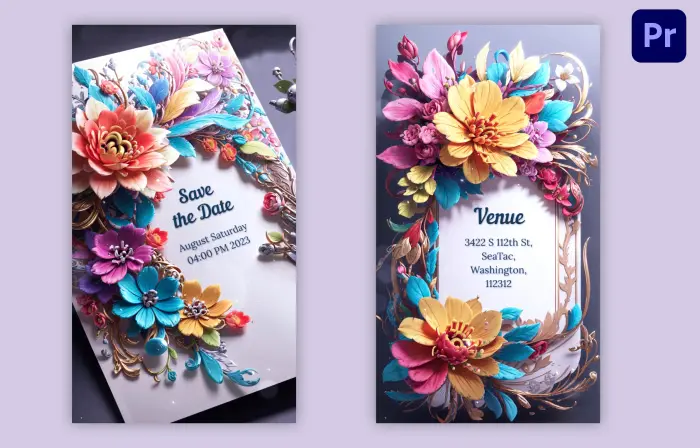 Floral Design Wedding Invite 3D Instagram Story